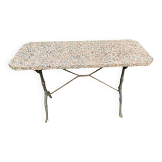 1950s wrought iron and grey/pink granite bidet table