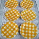 6 yellow gridded plates from the 50s-60s