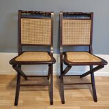 Wooden folding chairs and caning