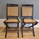 Chaises pliantes en bois et cannage