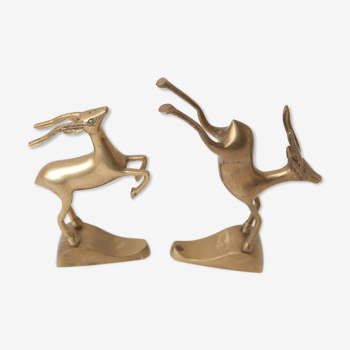 vintage bookend, brass deer, brass animals, hunting, paperweight, library,office,paperw