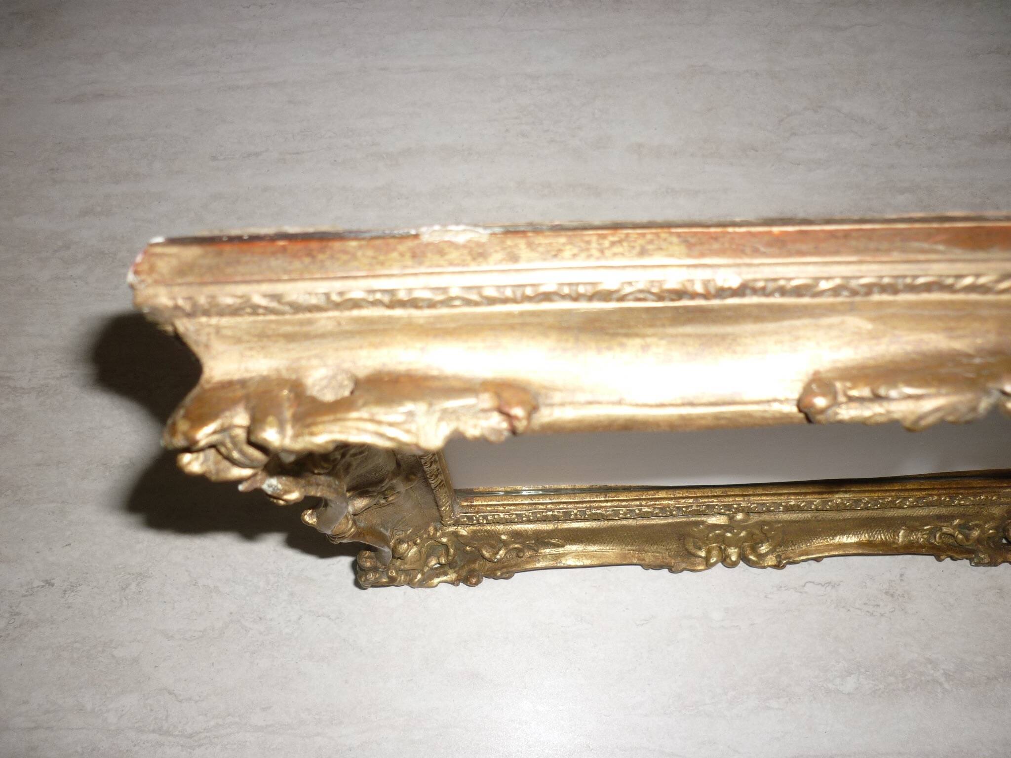 Wooden mirror and gilded stucco rocaille style 33x29