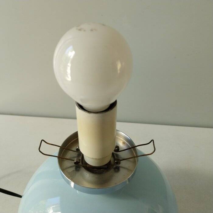 Italian ceramic table lamps with opaline glass shades.