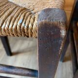 Pair of wood and straw stools