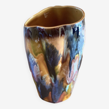 Magnifique Vase multicolore vintage style année 50-60 numéroté