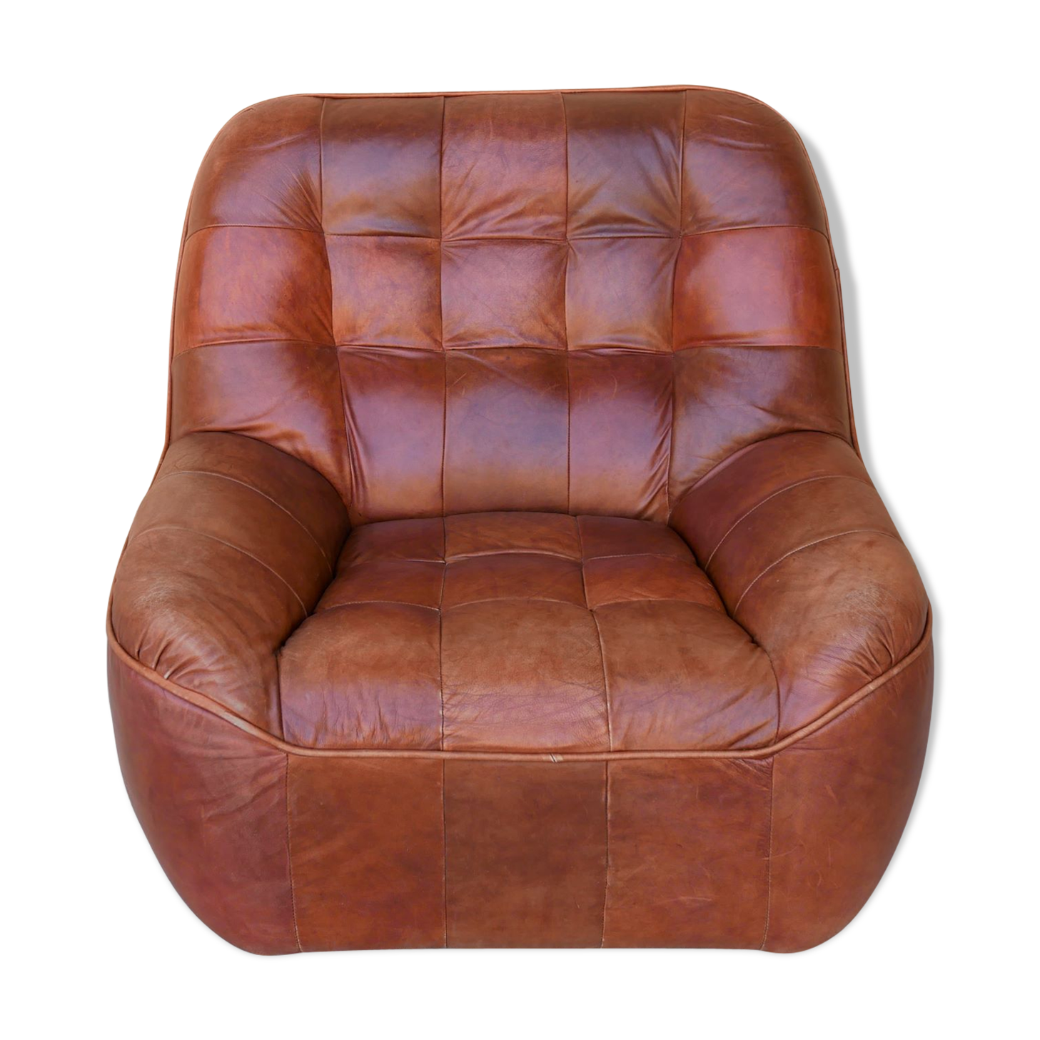 Brown vintage leather armchair