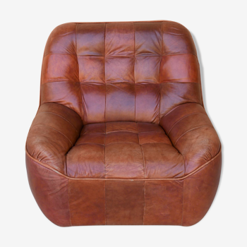 Fauteuil en cuir marron vintage