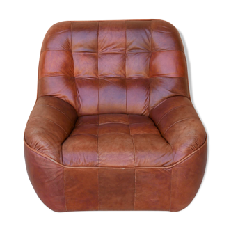 Brown vintage leather armchair