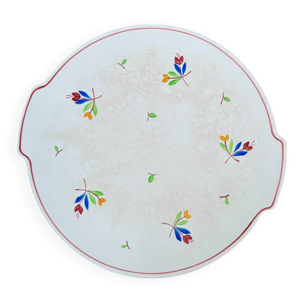 Plat à gâteau Gien “Rose-Marie” – faïence décorée à la main