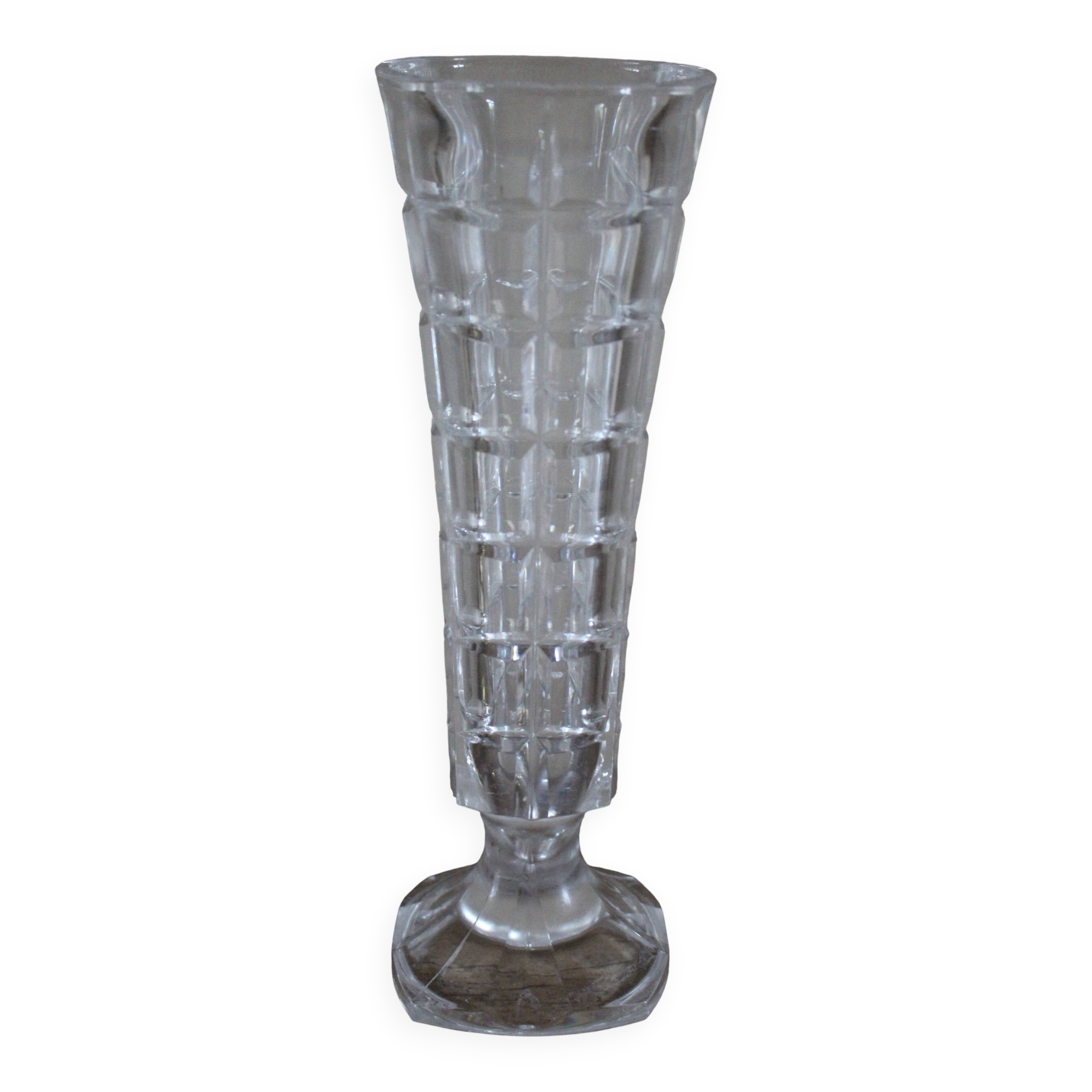 Vintage cut glass pedestal vase