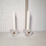 2 French cut crystal candlesticks D Arques with label