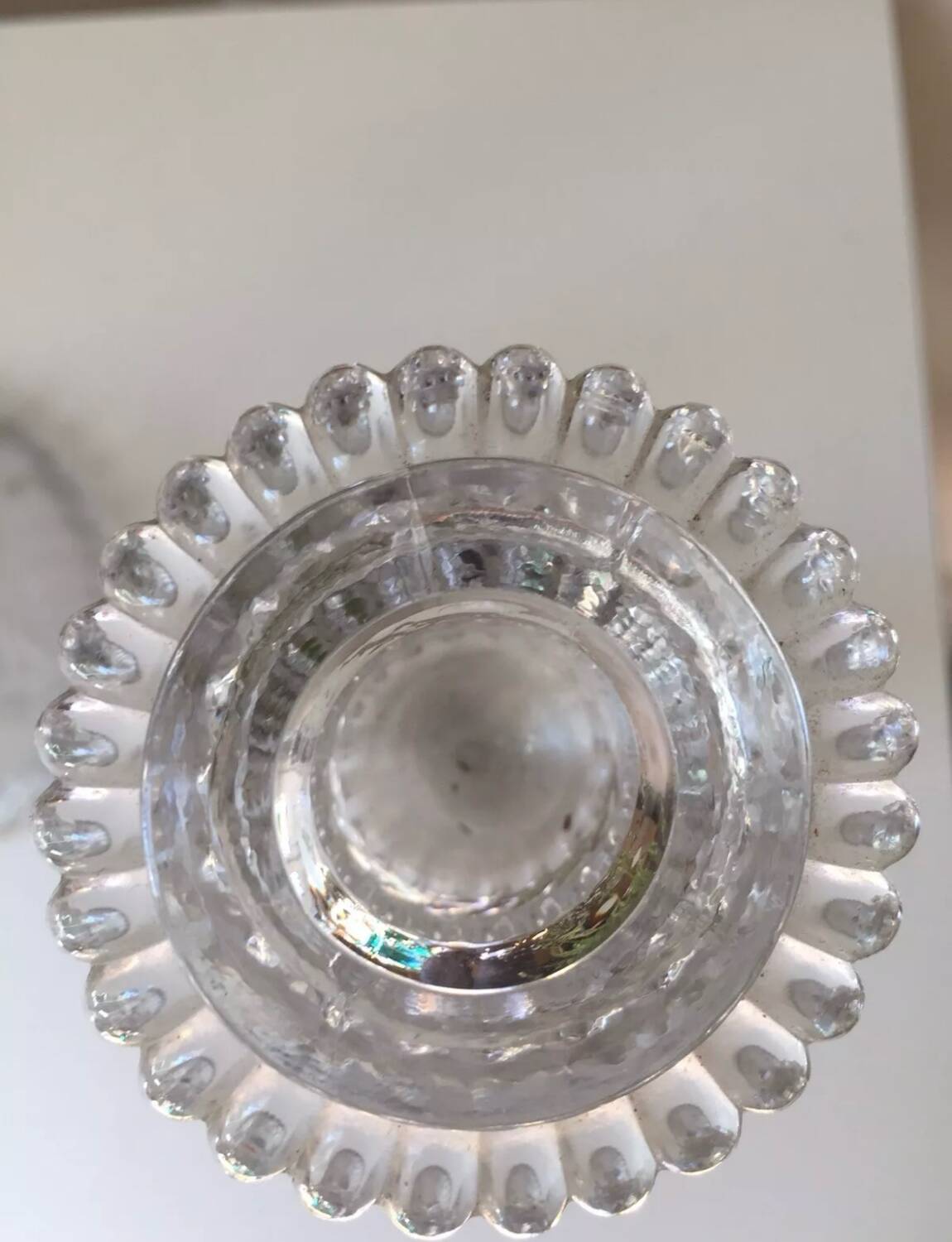 Antique pair of Portieux crystal candlesticks, 19th century