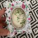 Antique porcelain mirror pink pattern