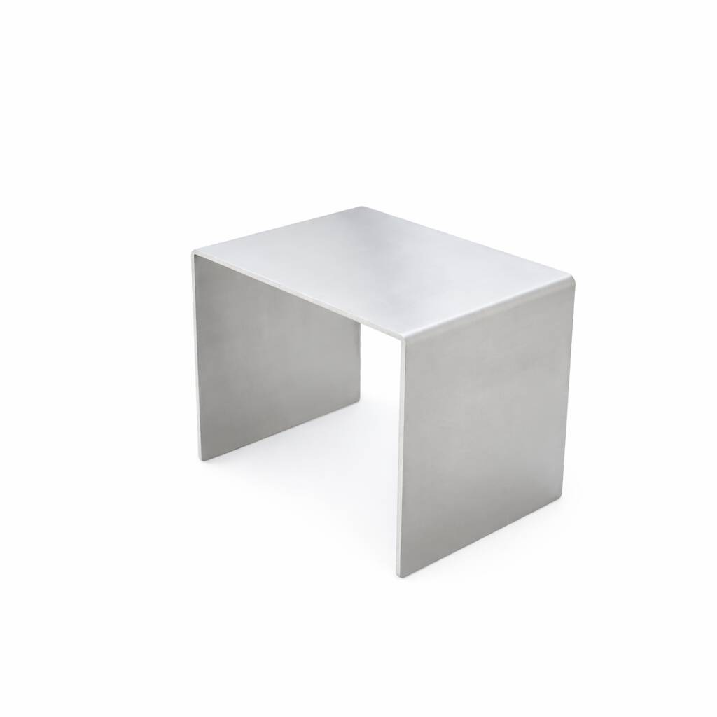 Minimalist brushed aluminum side table