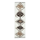 Tapis de couloir turc Oushak vintage fait main en laine et coton blanc