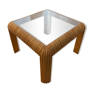 Table basse godrons cérusée