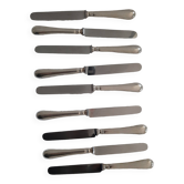 9 cheese/dessert knives silver metal blade Nogent