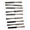 9 cheese/dessert knives silver metal blade Nogent