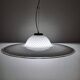 Vintage very large murano white swirl ceiling light clear rim