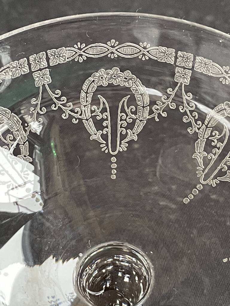 6 Champagne glasses – Saint Louis Christmas service rock crystal engraving 3540