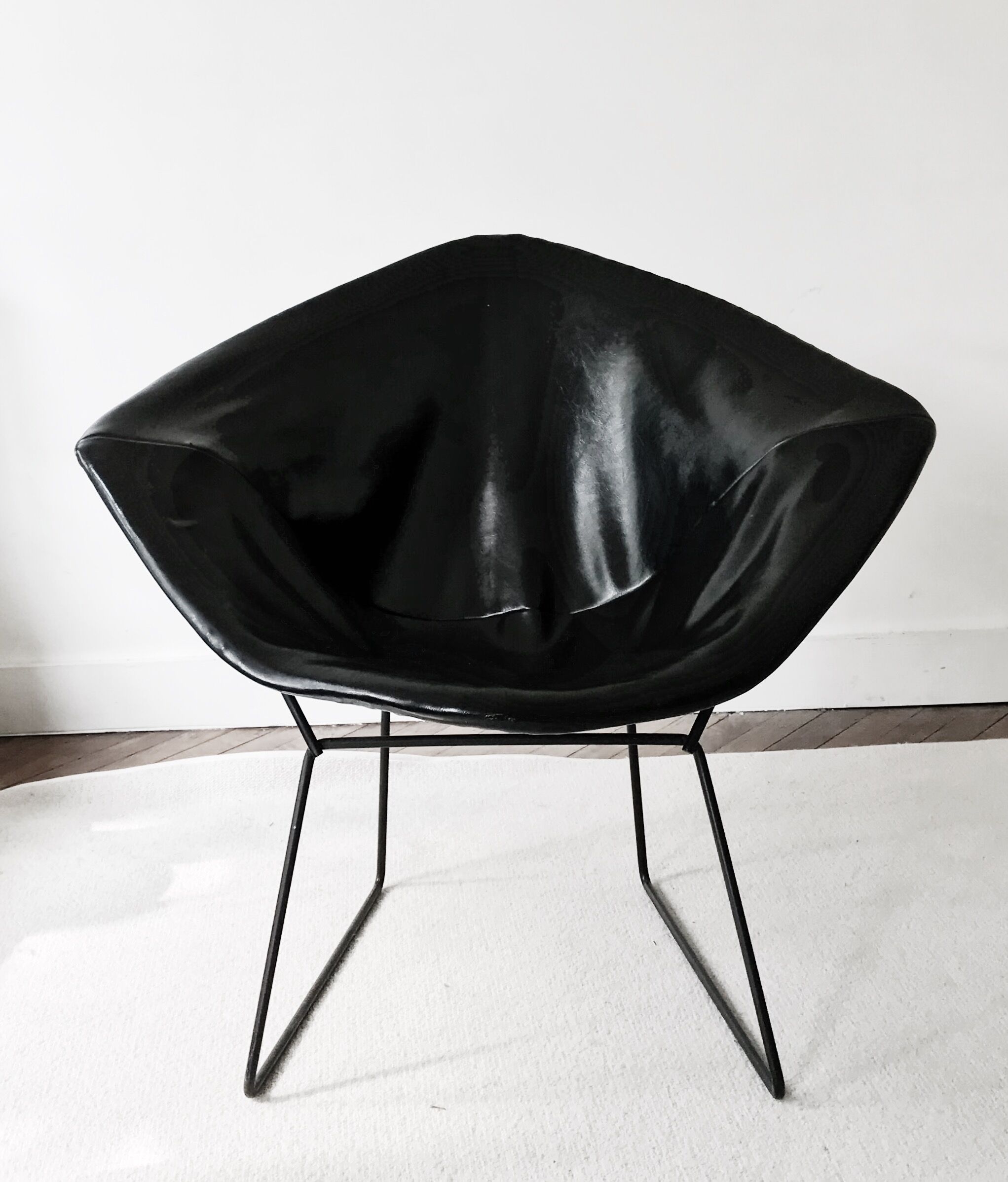 Armchair Diamond leather of Harry Bertoia for Knoll 1970