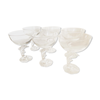 6 crystal cups 1970