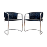 Paire de chaises en cuir italien