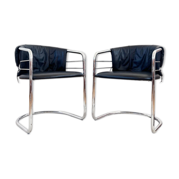 Pair of Italian leather chairs