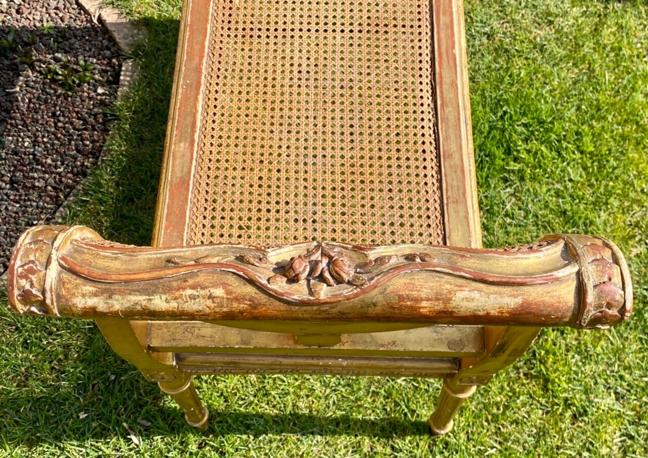 Petite Banquette Bois Doré and Cannage Style Louis XVI