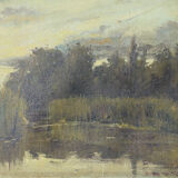 View of a lake at dusk