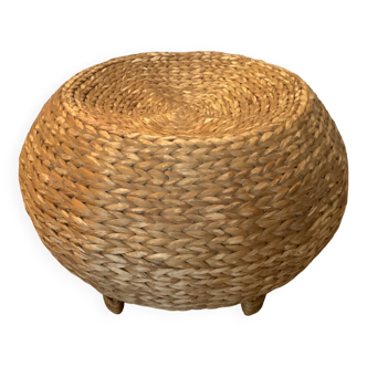 Rattan wicker stool, vintage 70s