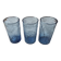 Set of 3 blue glasses with marine decor (anchor, rudder, sea)