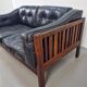 Mid-Century Modern Scandinavian Monte Carlo Sofa in Black Leather and Wood by Ingvar Stockum, 1965