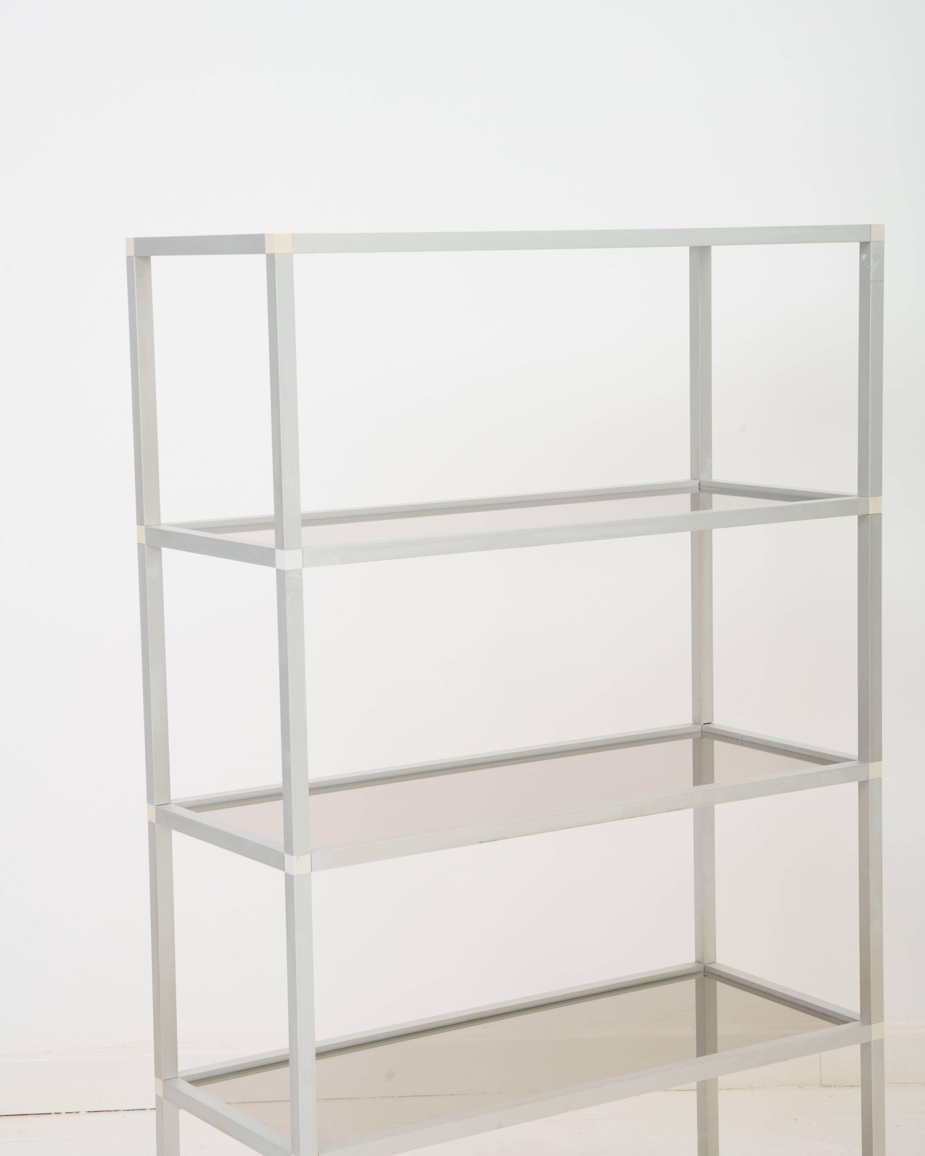 Smoked glass and metal shelf, 1970s