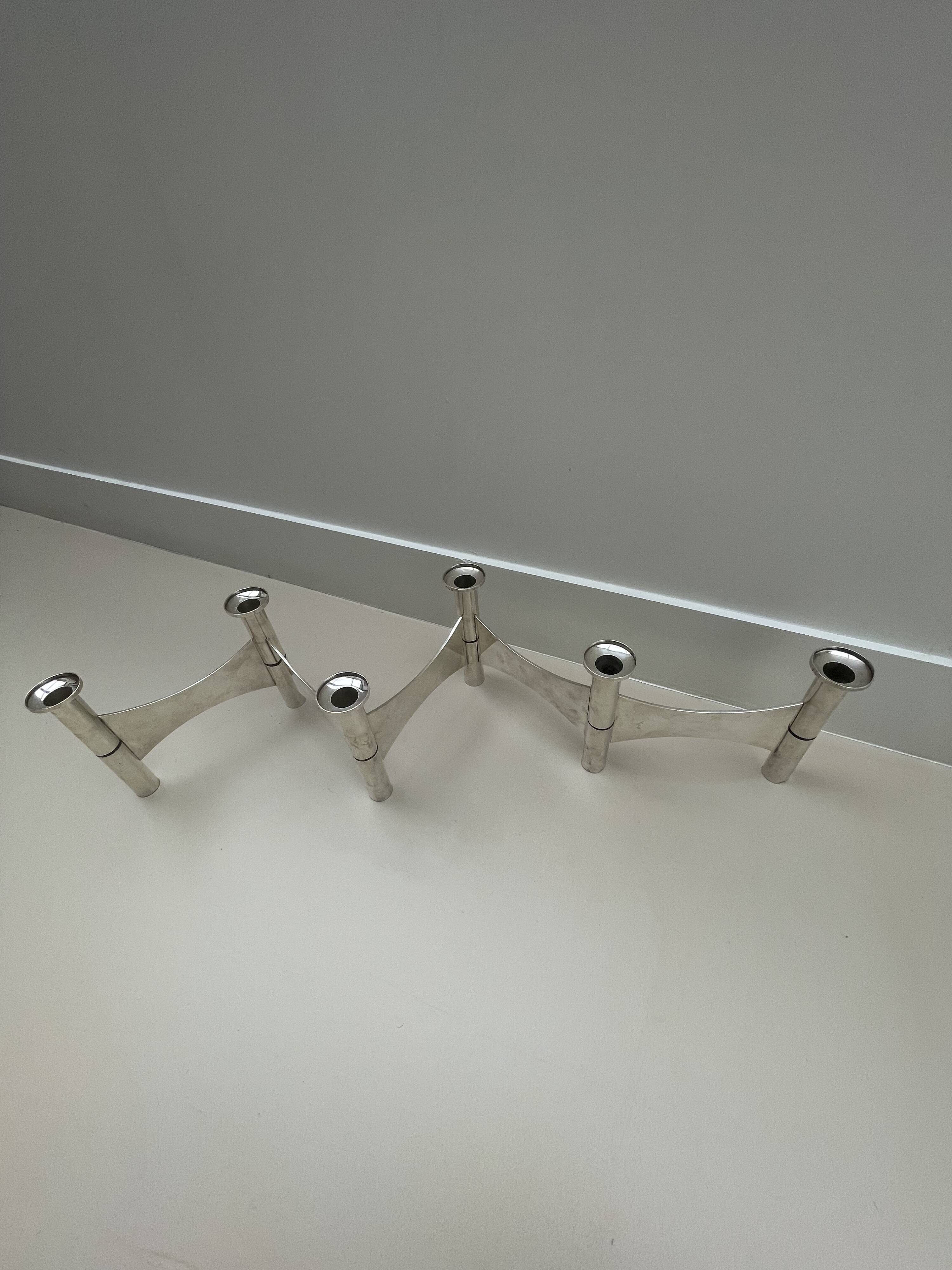 Candle Holder in Silver Metal