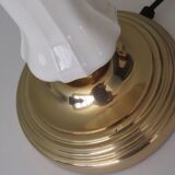 Impressive lamp with white ceramic stem and 1970 brass base