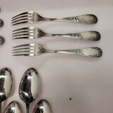 Old silver metal service with box