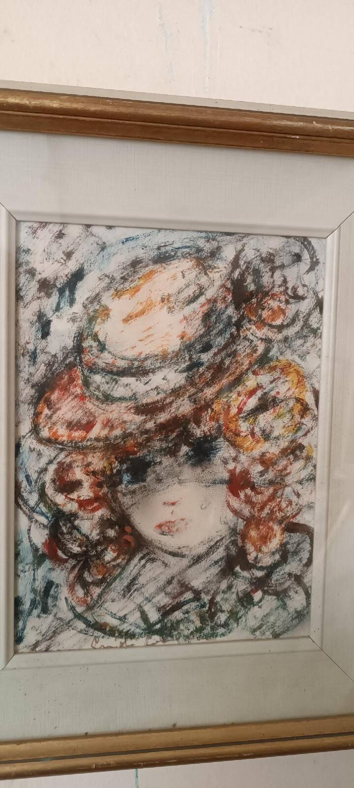 Peinture sur papier aquarelle visage, GUIDO CODOGNONE (1901-1968)