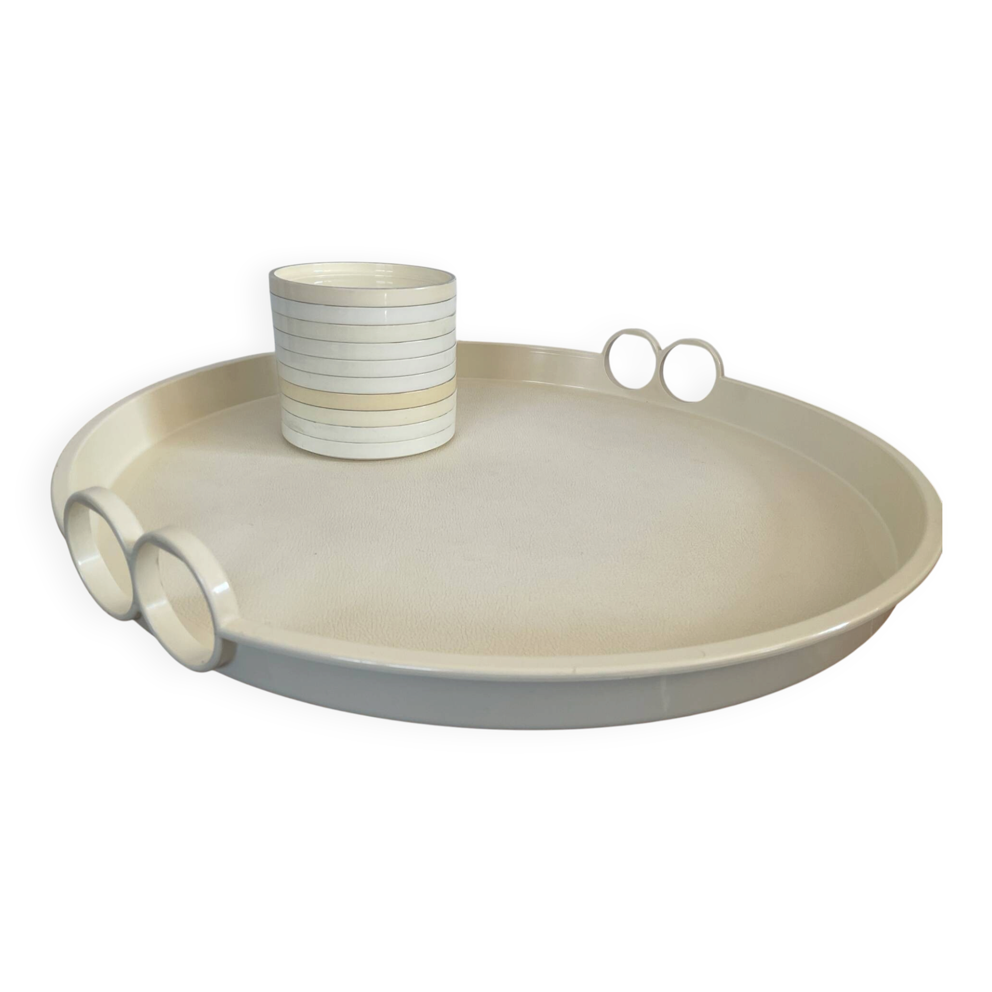 Emsa W. Germany serving tray set with 10 coasters from the 1970s.