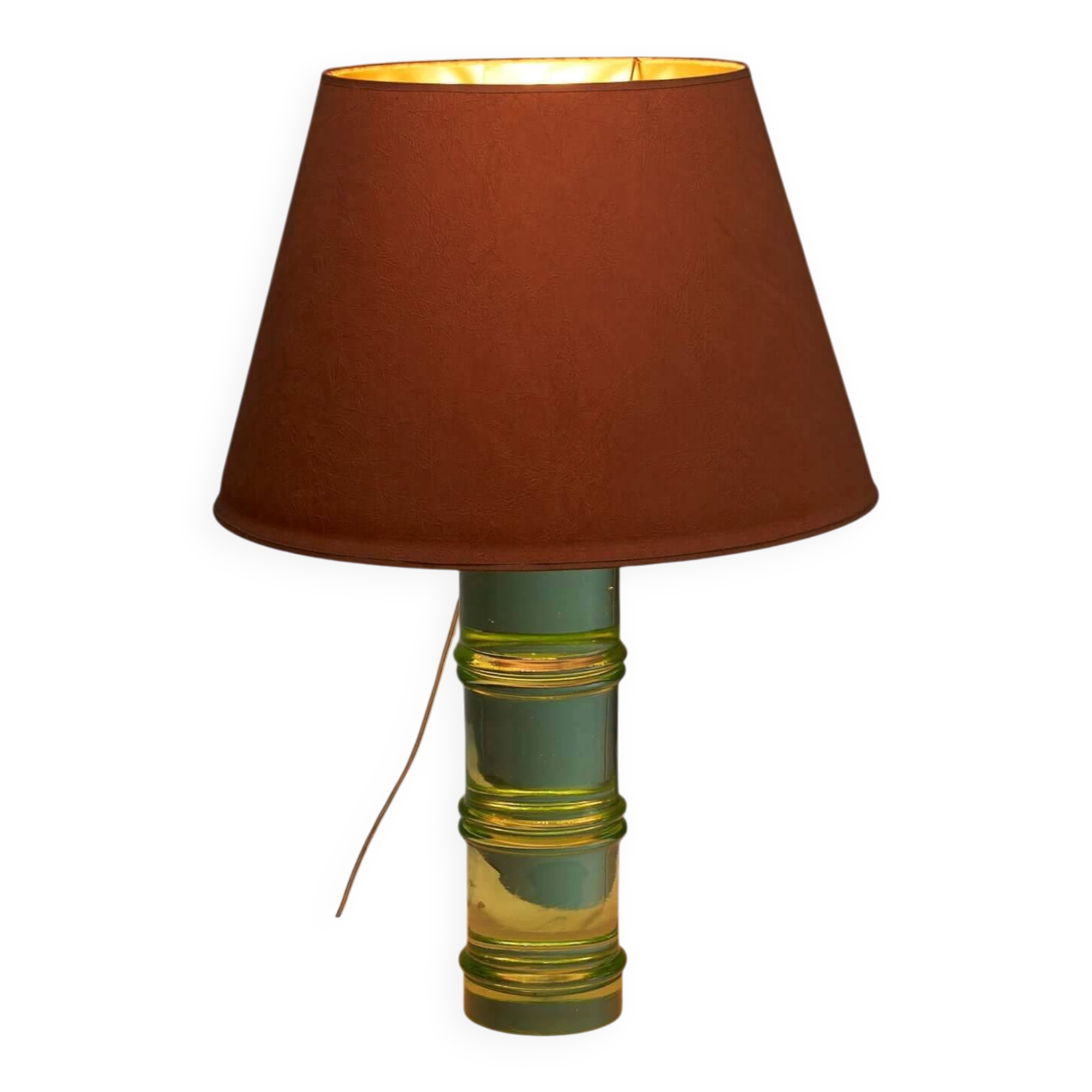Lampe de table en verre avec abat-jour orange
