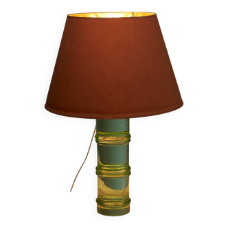 Solid glass table lamp with orange lampshade