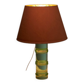 Lampe de table en verre avec abat-jour orange