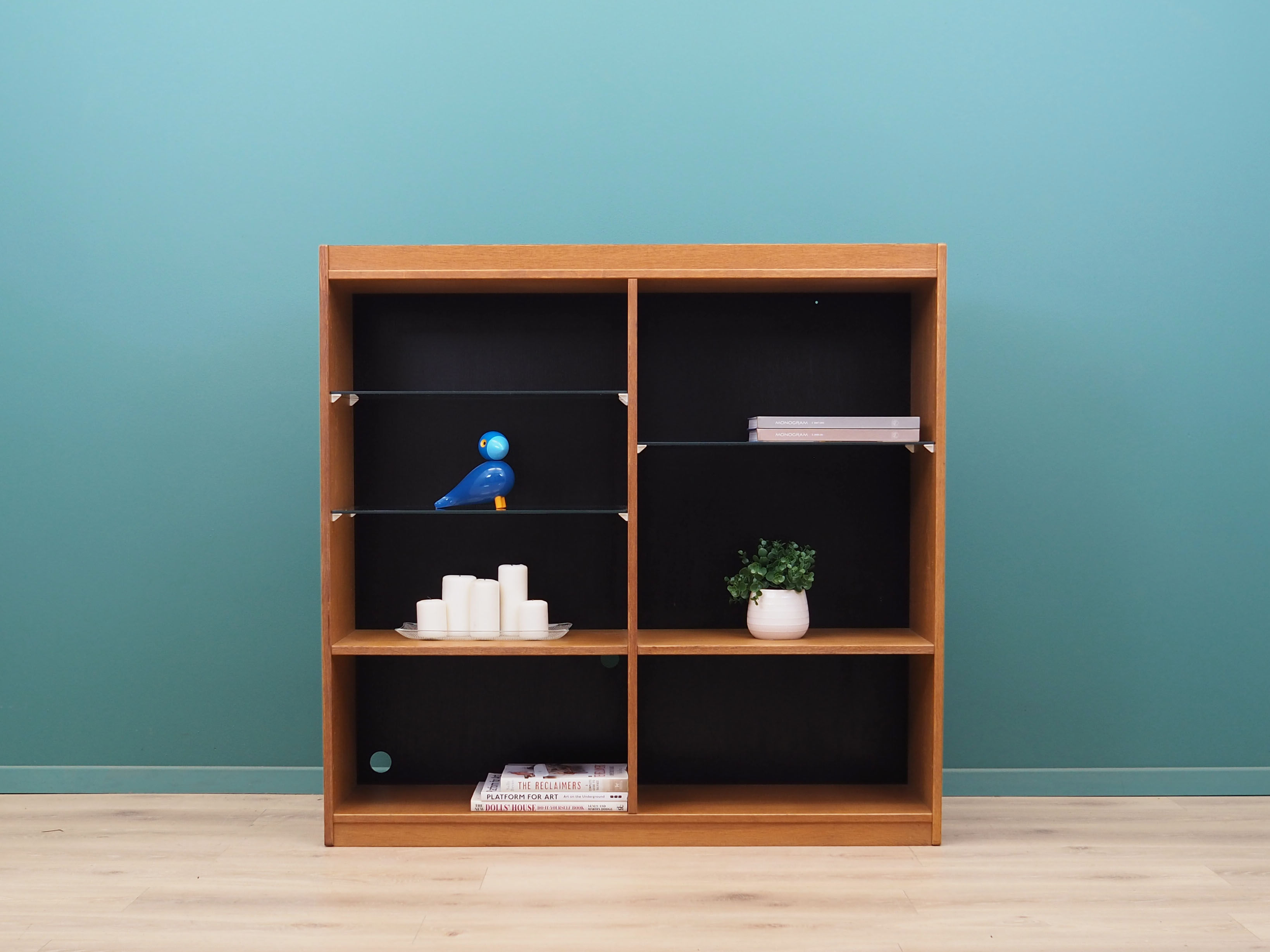 Oak bookcase, Danish design, 1970s, manufactured by ÆJM Møbler