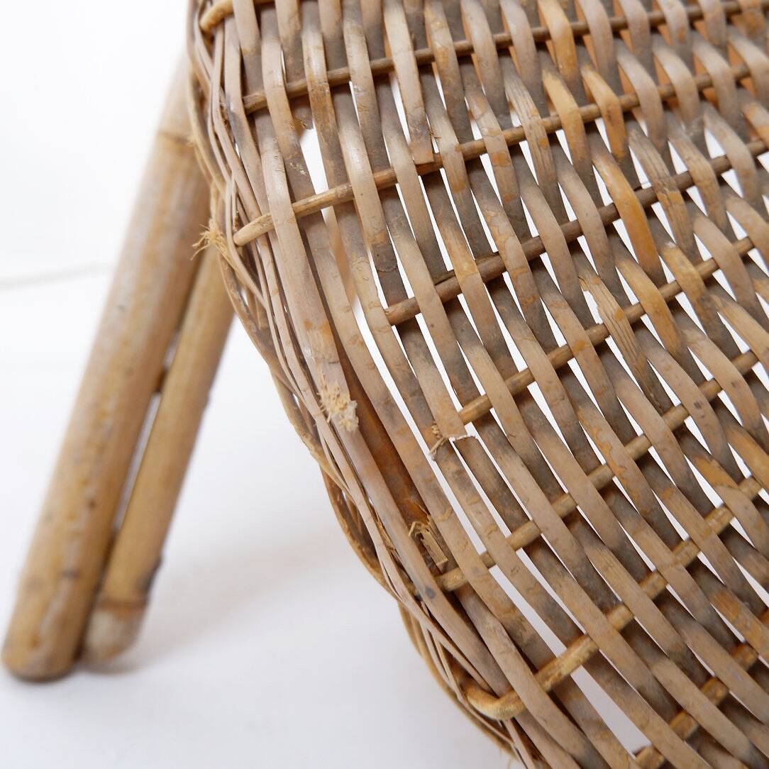 Mid-Century tripod Rattan Floor Lamp - 1960s