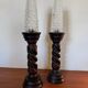 Brutalist turned wood candlesticks from the 60s
