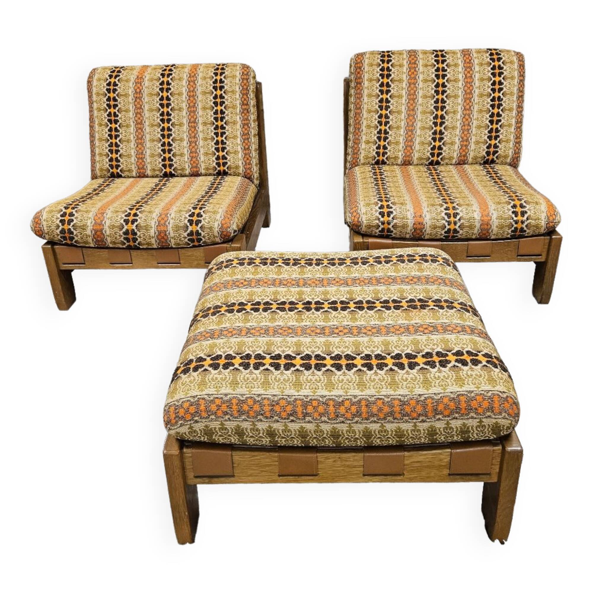 Pair of seats and a vintage ottoman 1970