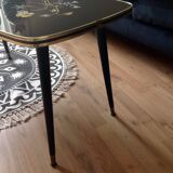 Coffee table, year 60, black with floral patterns