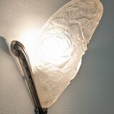 Art Deco wall lamp in frosted glass and nickel-plated bronze circa 1920