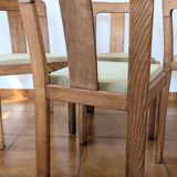 Vintage mahogany chairs – sage green velvet – German design