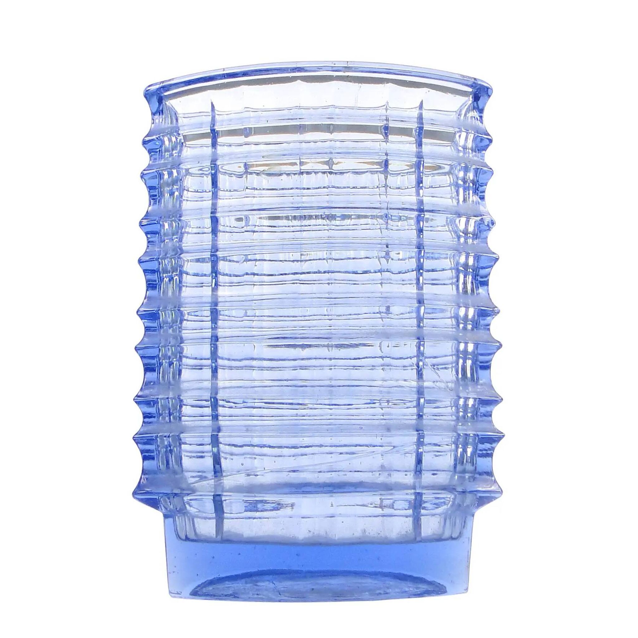 Optical vase, mid-century modern, transparent glass, designed by J. Drost, Ząbkowice, Poland, 1970s